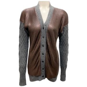 JEAN PAUL GAULTIER MAILLE FEMME RARE VINTAGE GREY / BRONZE METALLIC CABLE KNIT A
